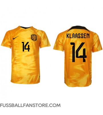 Niederlande Davy Klaassen #14 Replik Heimtrikot WM 2022 Kurzarm